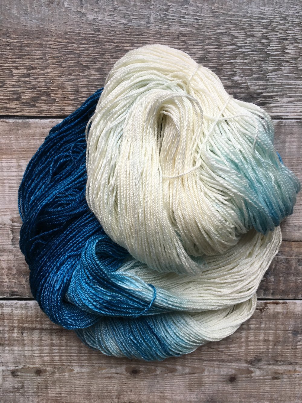 Hand dyed yarn silk/merino wool Down By The Ocean's Edge 
